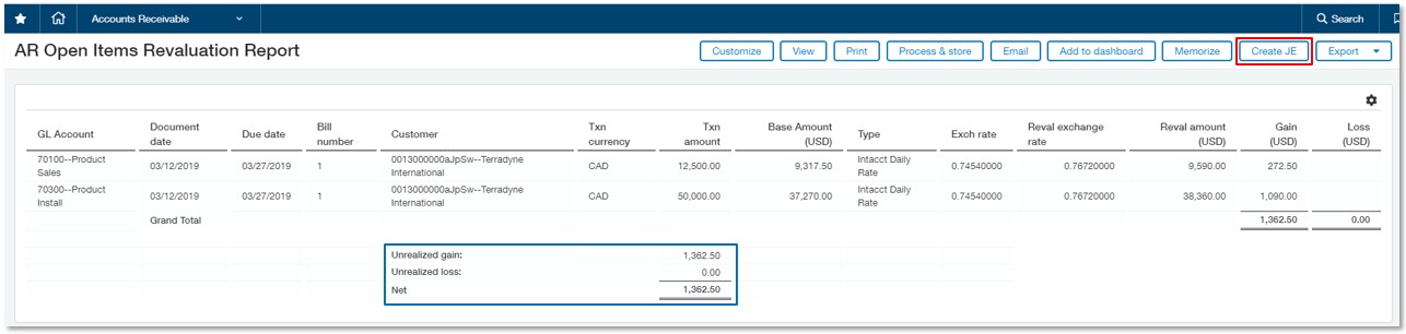 AR - Open Items Revaluation Report
