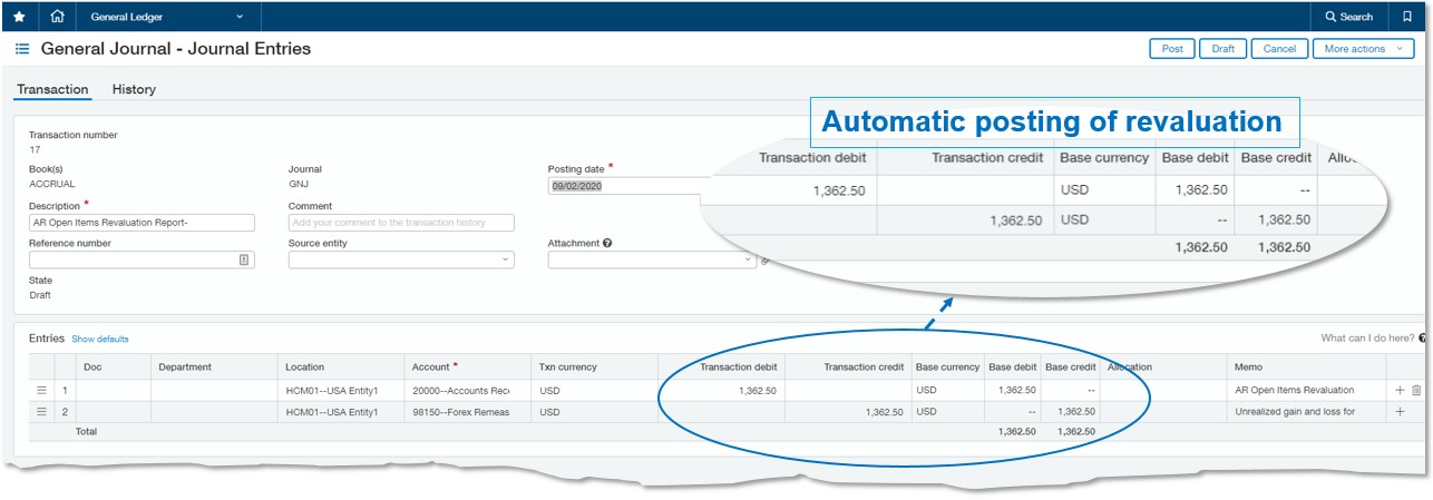 Revaluation - GL Journal Entry
